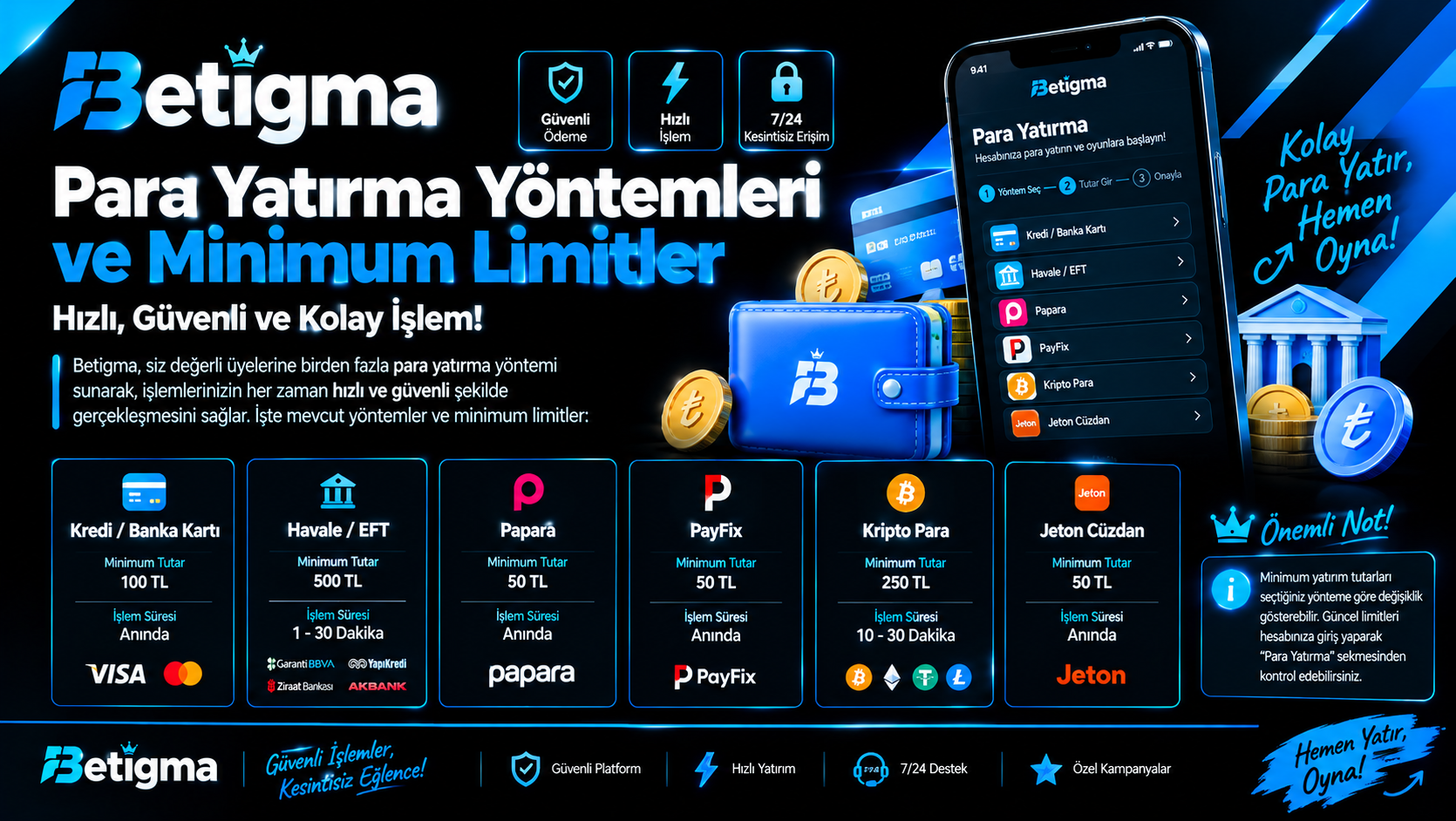 Betigma Para yatırma yöntemleri